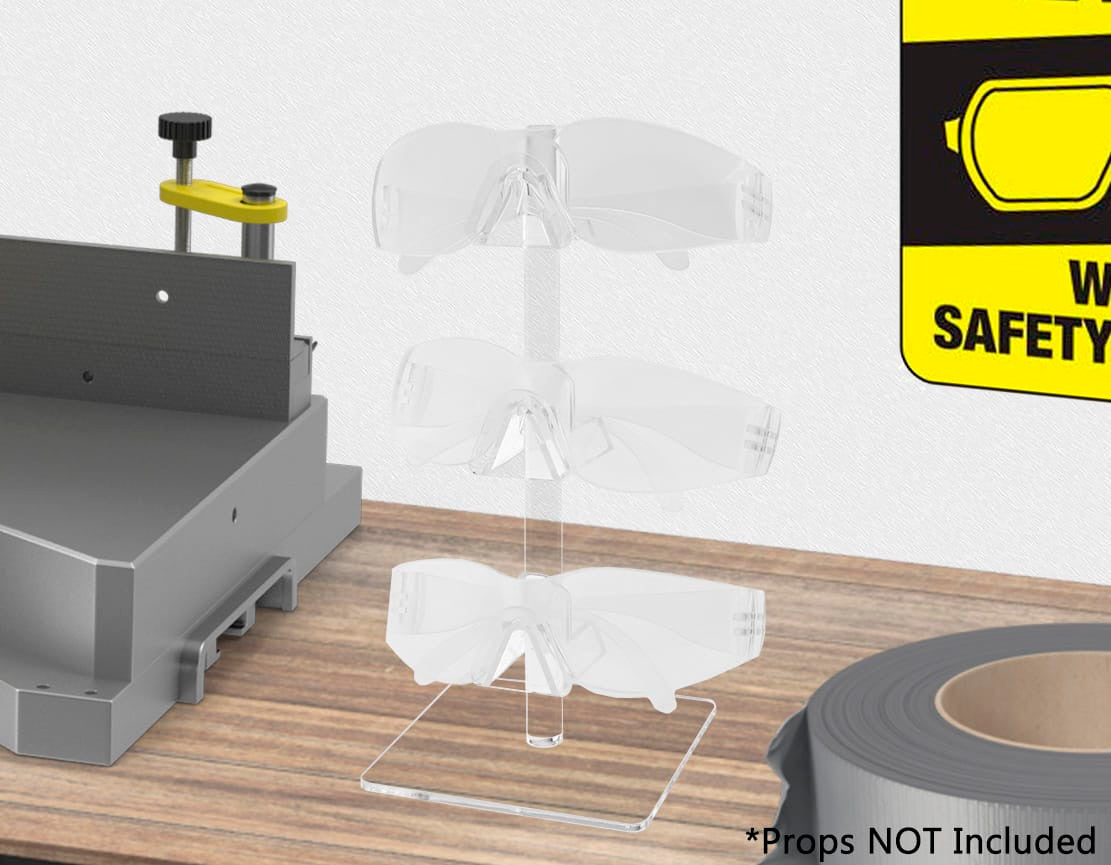 Triple Tier Eyewear Tabletop Display Rack Clear Square Base