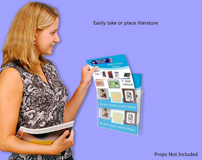 Easily take or place literature on wall mount flyer display rack