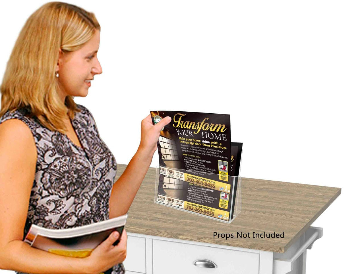 Eleven Inch Wide Catalog Magazine Literature Holder Slant Back Countertop