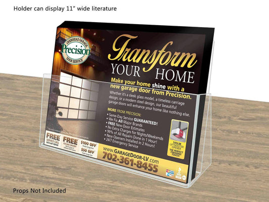 Eleven Inch Wide Catalog Magazine Literature Holder Slant Back Countertop