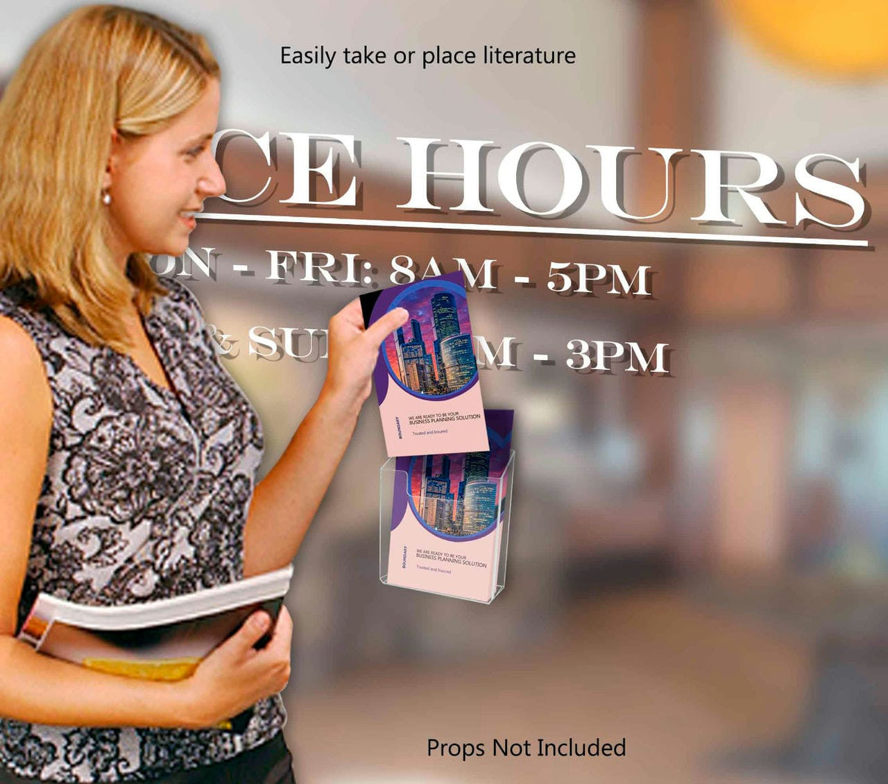 Suction Cup 6"W Bifold Brochure Holder Window Mount