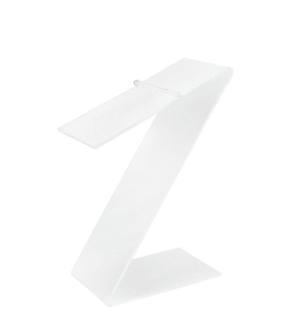 White Z Shaped Retail Shoe Riser with Heel Stop 8.5"H Display Pedestal