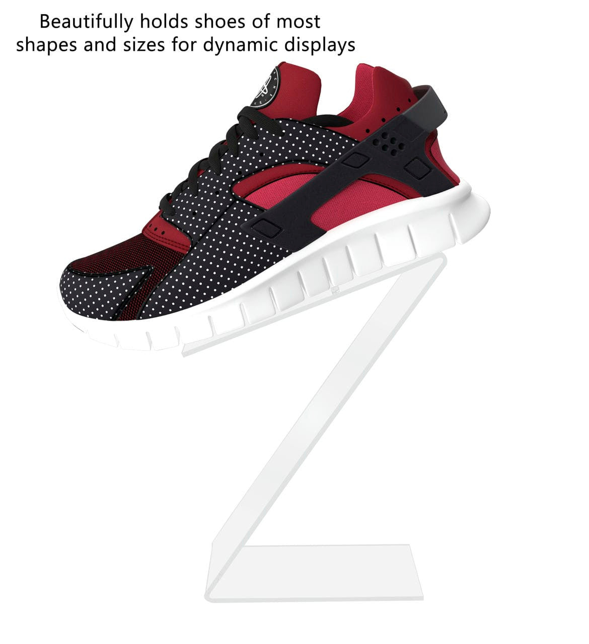 White Z Shaped Retail Shoe Riser with Heel Stop 8.5"H Display Pedestal