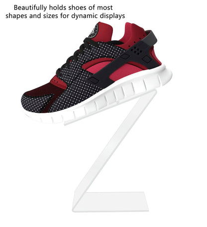 White Z Shaped Retail Shoe Riser with Heel Stop 8.5"H Display Pedestal