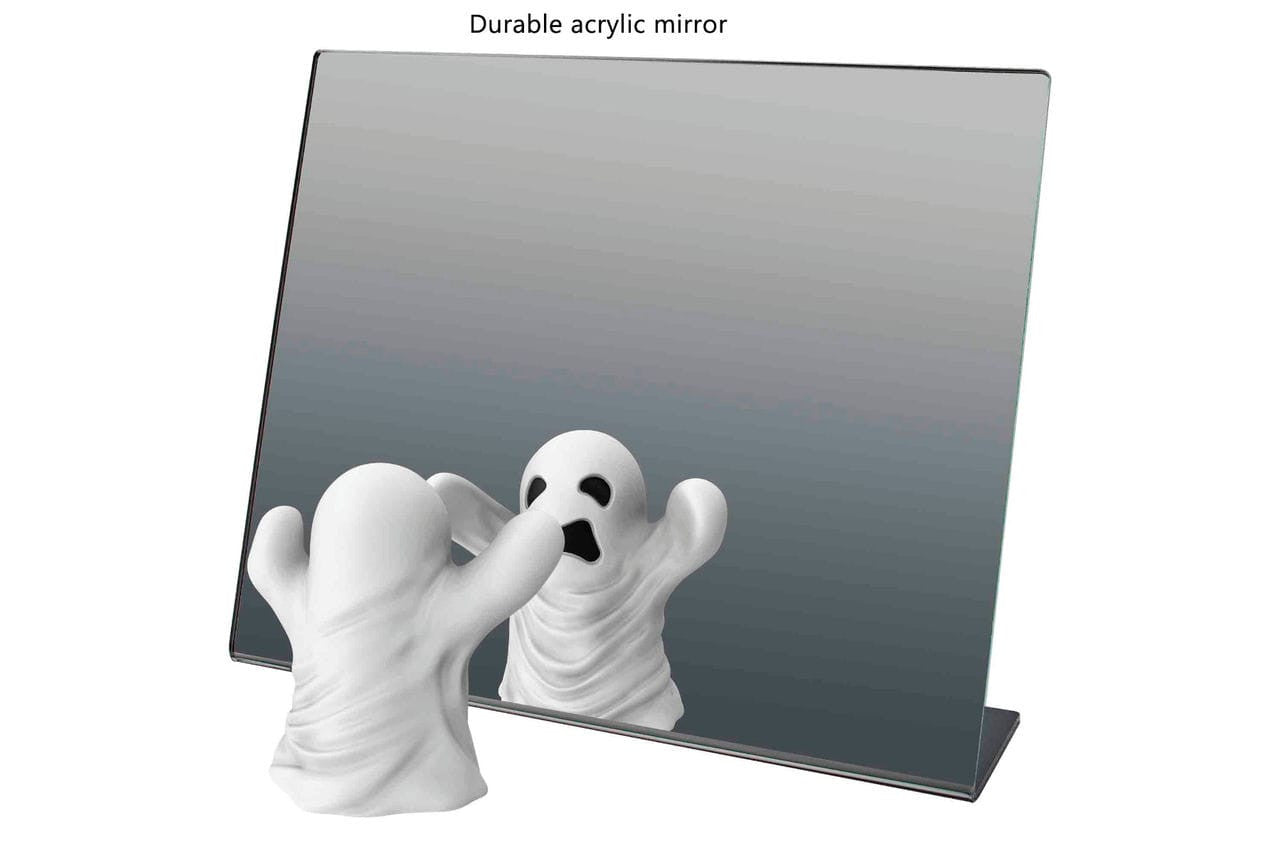 Ten by Eight Slant Back Acrylic Mirror Makeup Vanity Countertop With Ghost