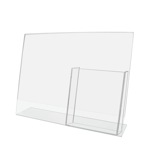 Side Load Slant Back Sign Stand Brochure Holder Trifold Pocket