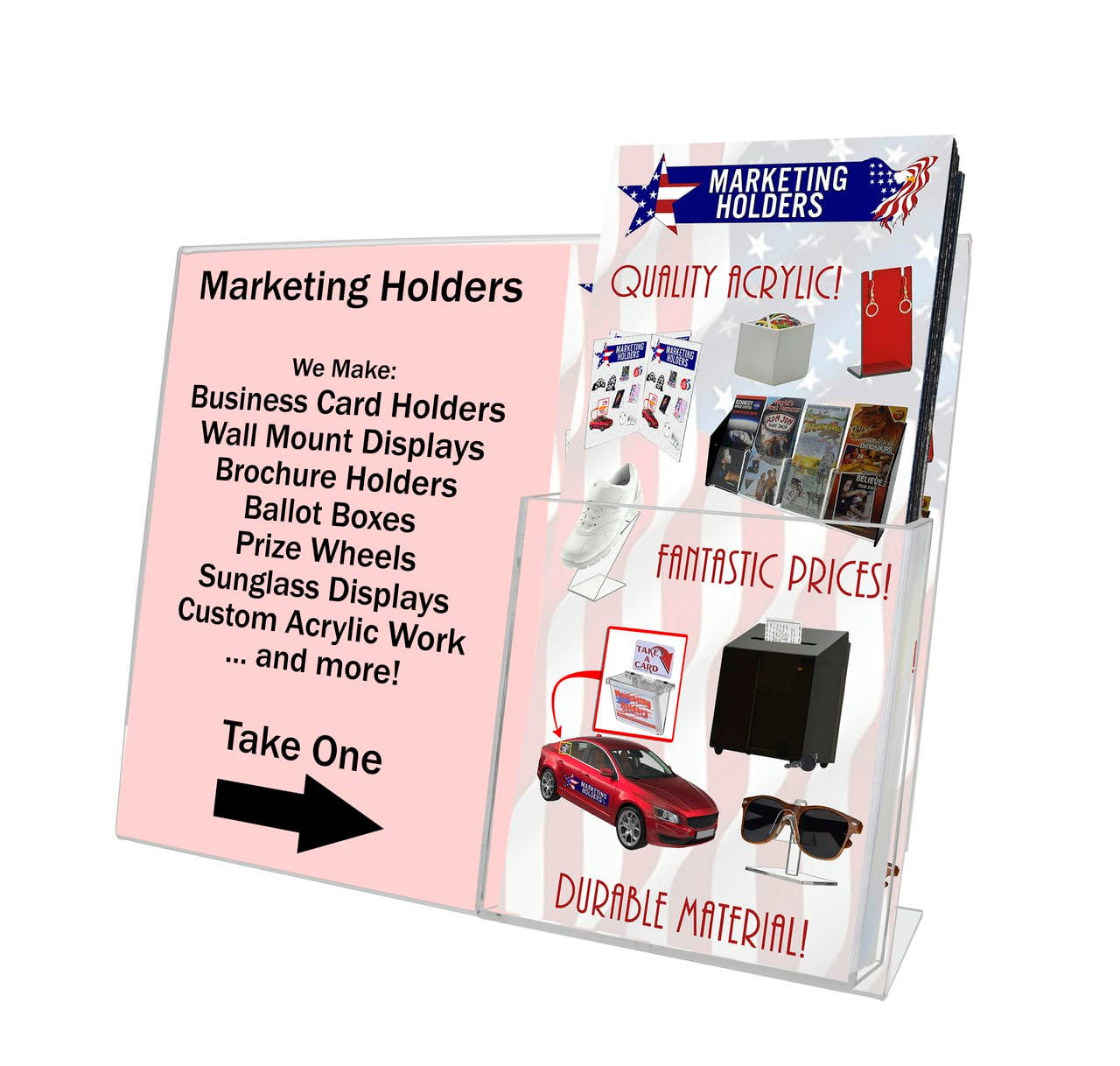 11"W x 8.5"H Sign Holder Ad Frame with Trifold Brochure Pocket