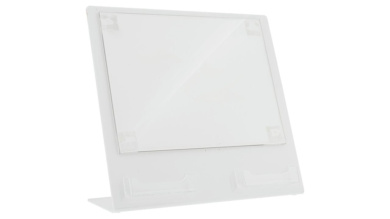 Eleven inch wide by Eight and a half inch high Sign Holder two Business Card Pocket Attached Display