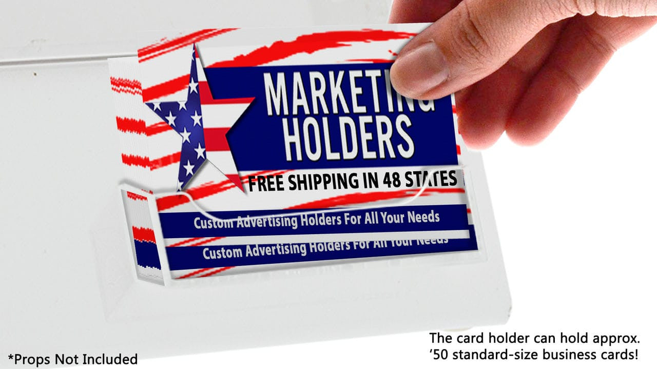 Eleven inch wide by Eight and a half inch high Sign Holder two Business Card Pocket Attached Display with literature and verbiage