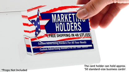 Eleven inch wide by Eight and a half inch high Sign Holder two Business Card Pocket Attached Display with literature and verbiage