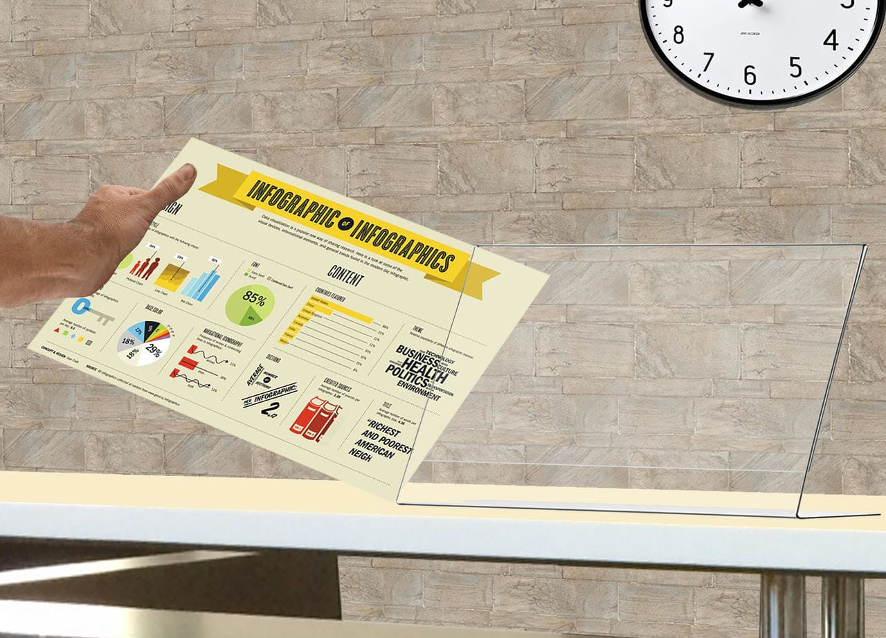 Eleven Inch High Sign Holder Ad Frame Display Stand Slant Back Clear Acrylic Display Action