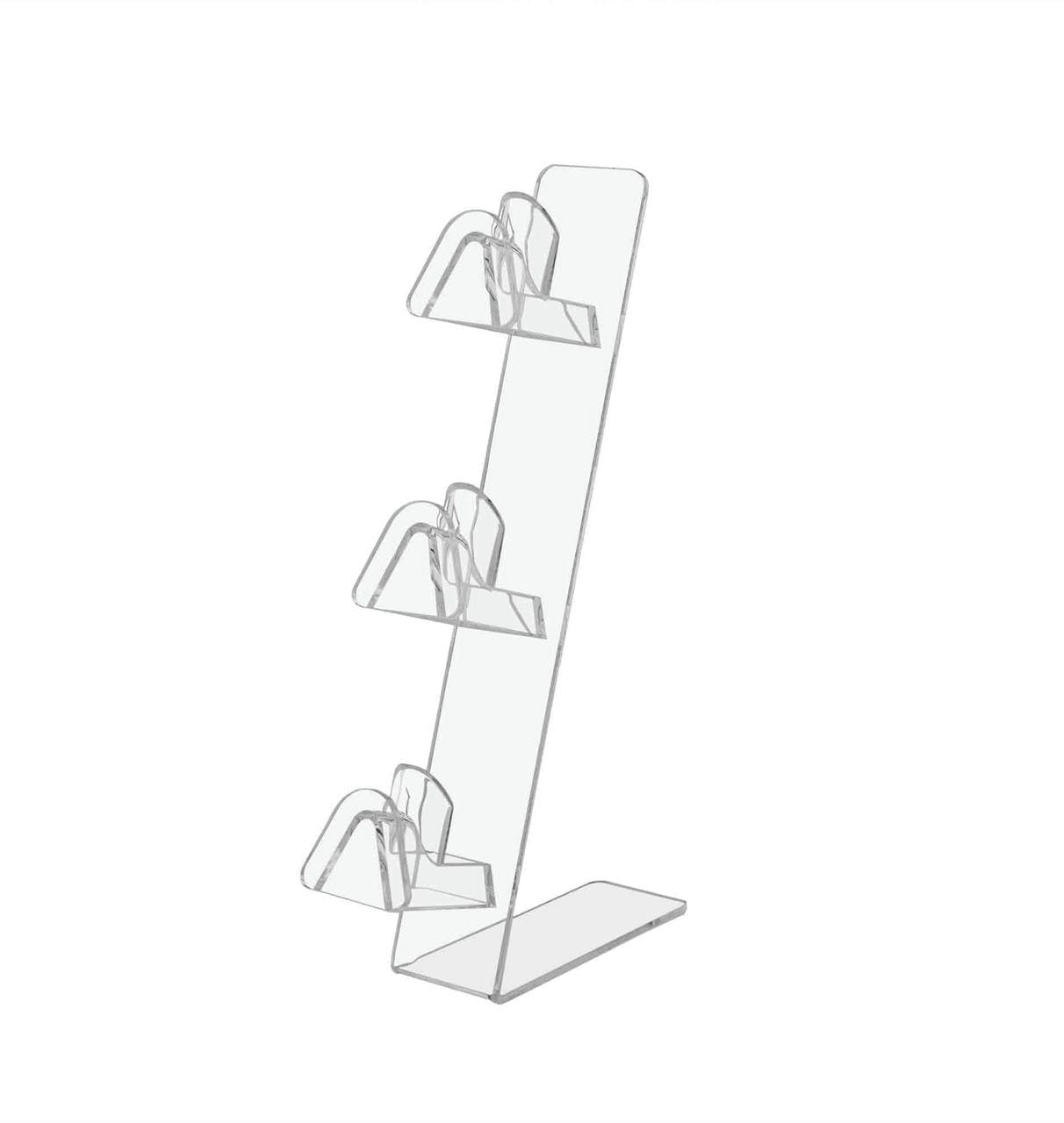 Slant back empty display for sunglasses and eyeglasses for countertops and boutiques