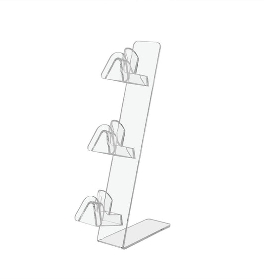 Slant back empty display for sunglasses and eyeglasses for countertops and boutiques