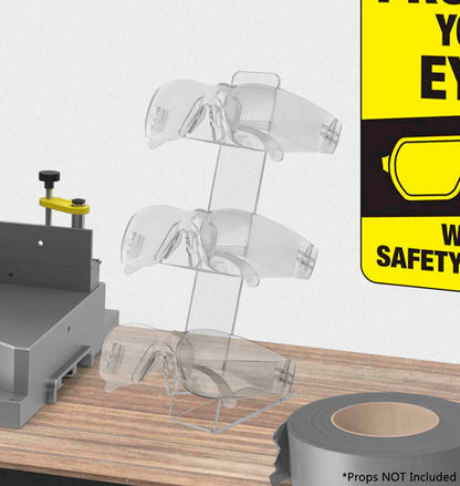 Slant back display for sunglasses and eyeglasses for countertops and boutiques full on desk