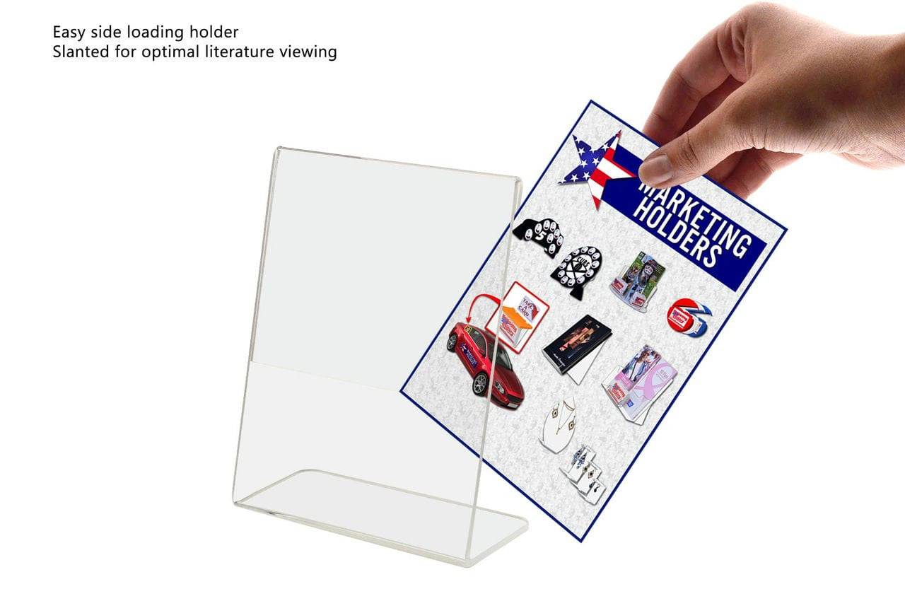 4"W x 5"H Sign Holder Photo Small Ad Frame Side Load Slanted