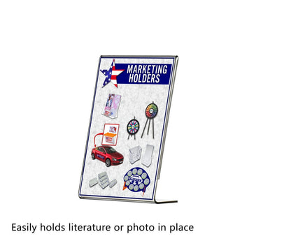 4"W x 6"H Sign Holder Side Load Photo Frame Slant Back Tabletop
