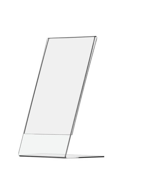Sign Holder Photo Frame Side Load Tabletop Slant Back Clear Acrylic Side View