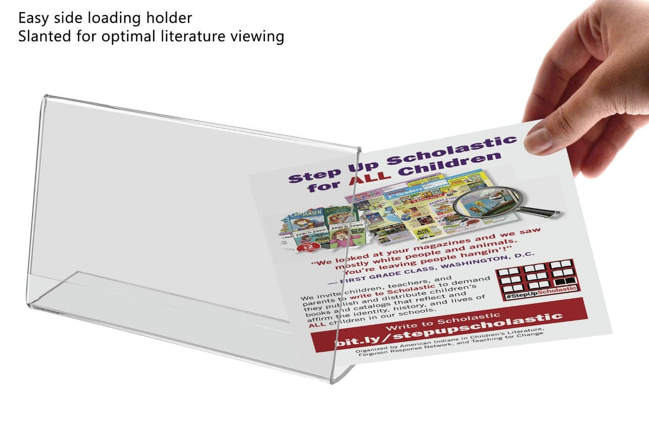 Easy side loading holder Slanted for optimal literature viewing