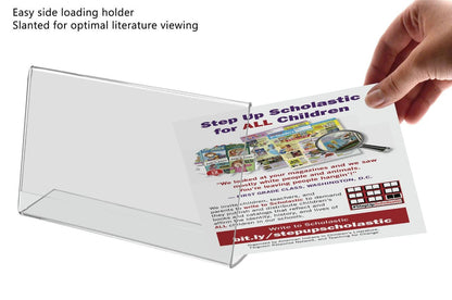 Easy side loading holder Slanted for optimal literature viewing