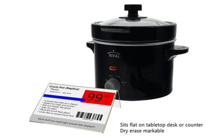 Sits flat on tabletop desk or counter. Dry erase markable