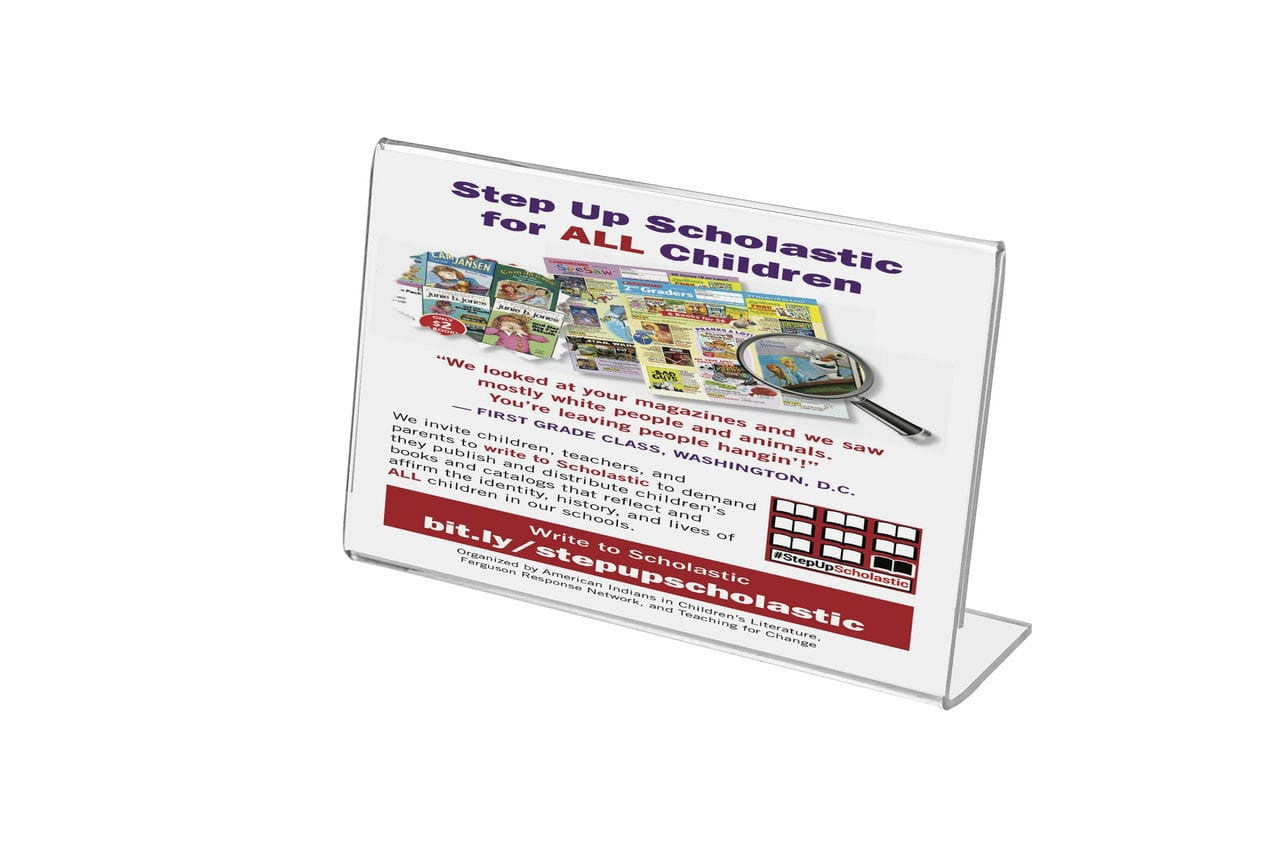 5"W x 3"H Sign Holder Side Load Horizontal Frame Table Slant Back