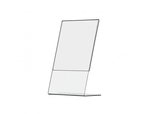 Five and a half Inch wide Sign Holder Photo Frame Tabletop Slant Back Side Load Clear Acrylic