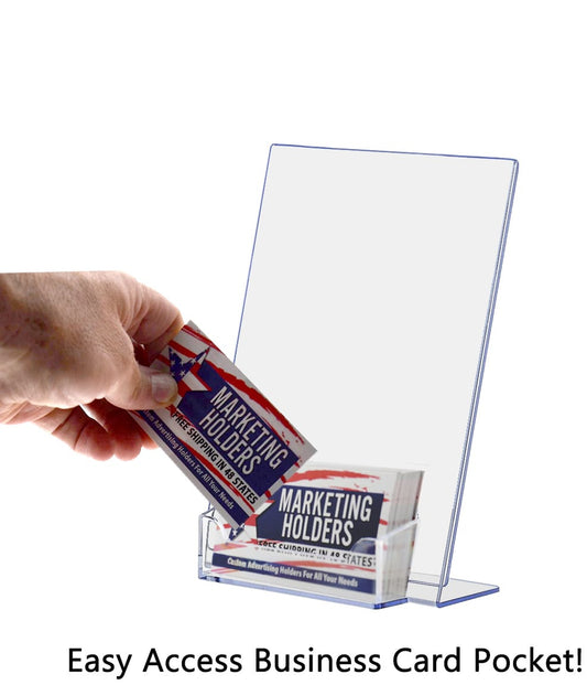 5"W x 7"H Slant Back Sign Holder with Business Card Pocket
