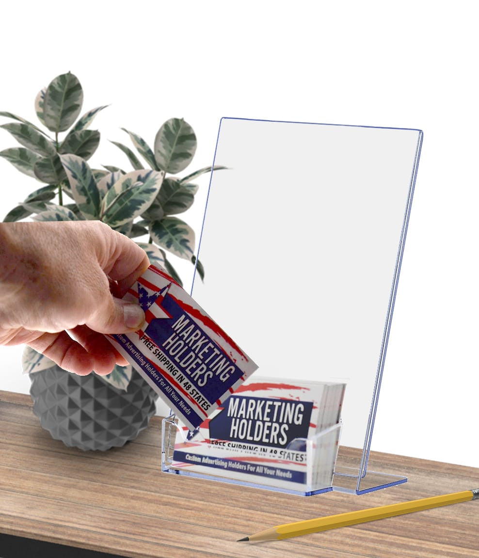 5"W x 7"H Slant Back Sign Holder with Business Card Pocket