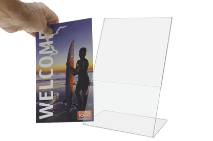 6"W x 9"H Sign Holder Menu Display Side Load Slant Back Holder