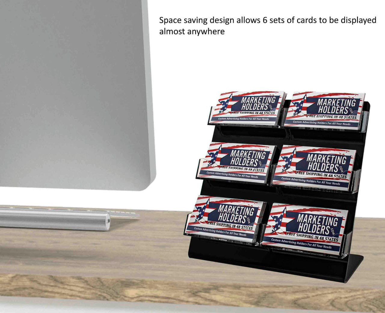 6 Pocket Business Gift Card Display with Slanted Back