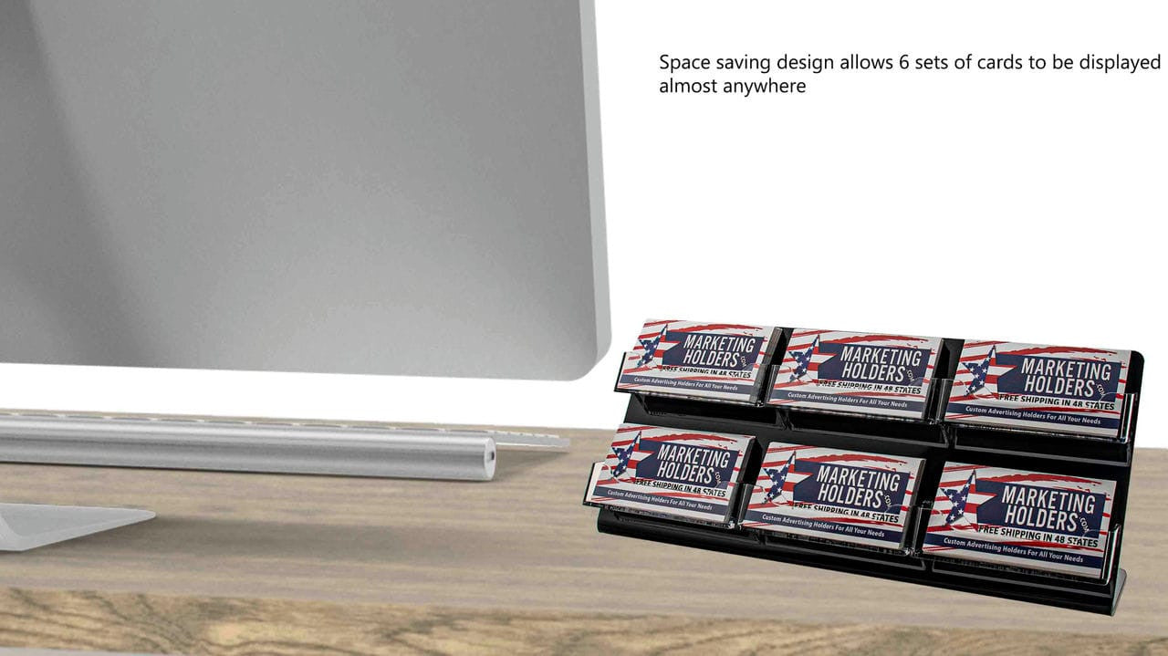 6 Pocket Slanted Business Gift Card Holder Countertop Multi Slot