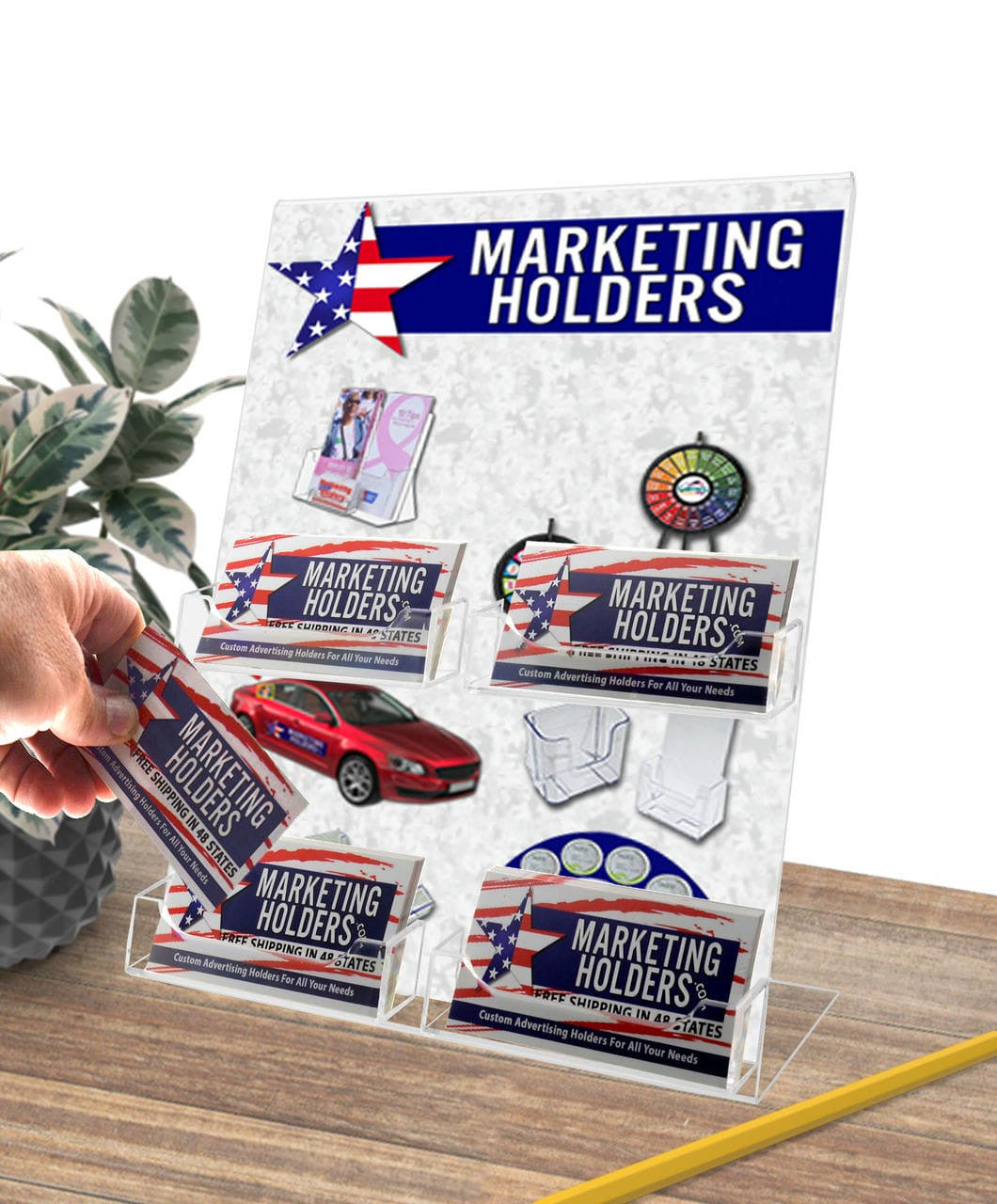 8.5"W x 11"H Front Office Sign Frame with 4 Business Card Pockets