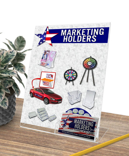 8.5"W x 11"H Slant Back Sign Holder with Business Card Pocket