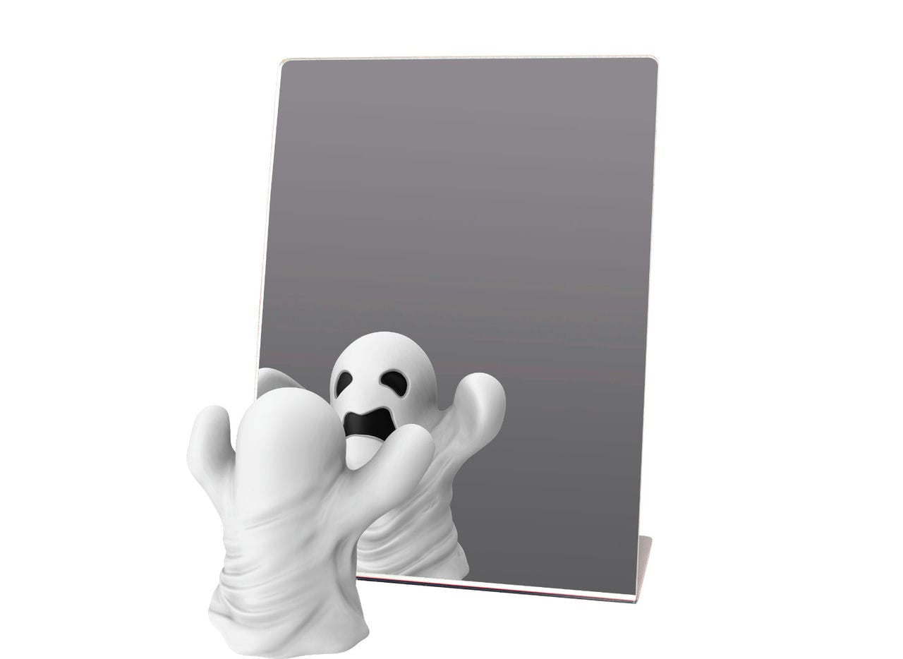 Eight and a half by Eleven Slant Back Acrylic Mirror Tabletop Locker Vanity With Ghost
