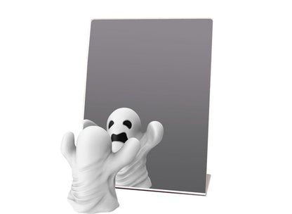Eight and a half by Eleven Slant Back Acrylic Mirror Tabletop Locker Vanity With Ghost