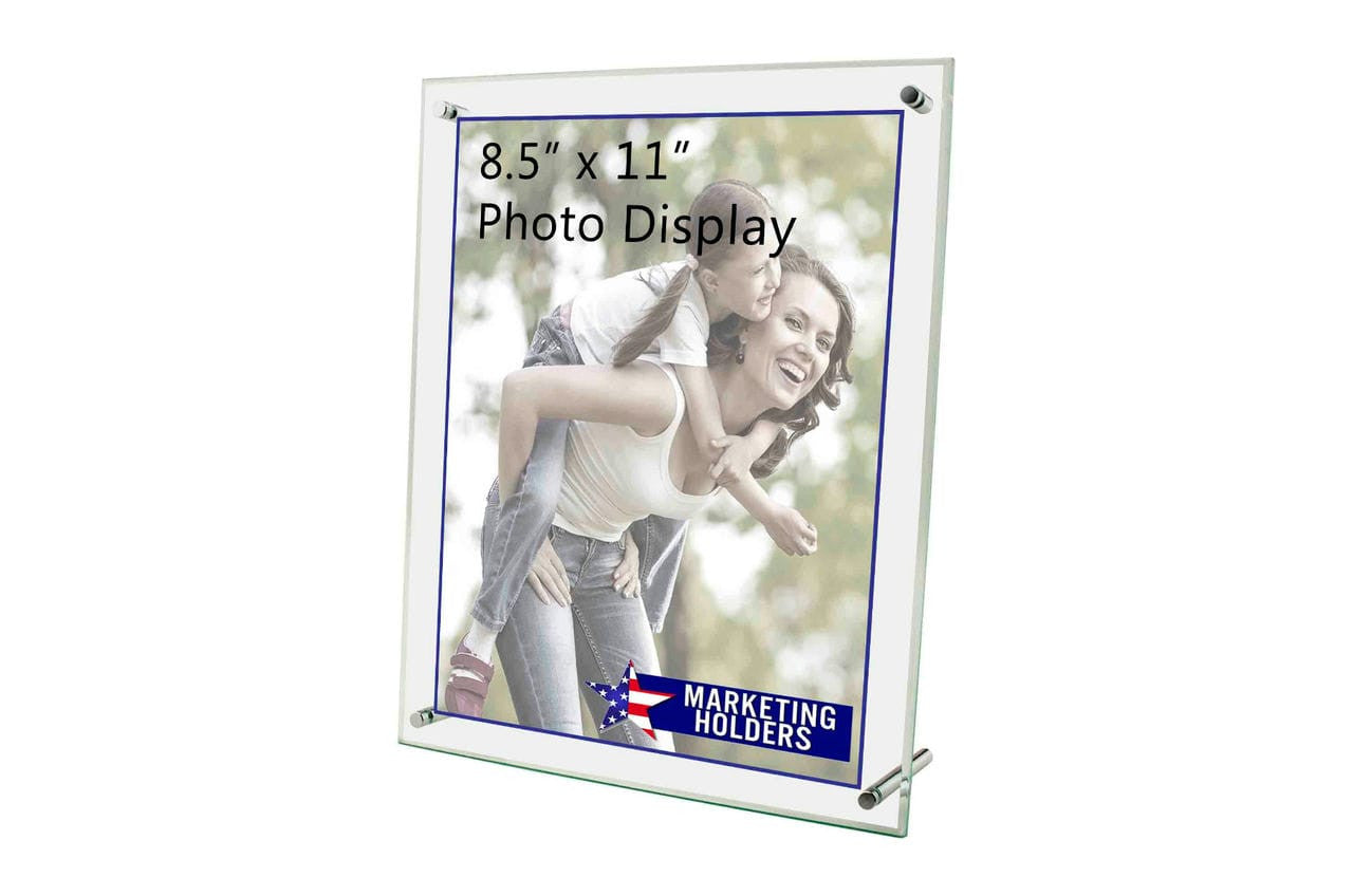 8.5"W x 11"H Euro Style Sign Holder Slant Back Green Edge Display