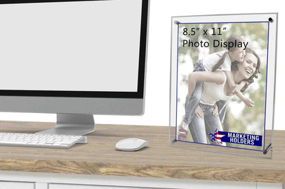 8.5"W x 11"H Slanted Print Sign Holder Display with Kick Stands