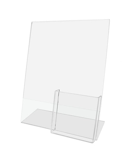 Eight and half by eleven inch Table Sign Holder with Trifold Pocket Side Load