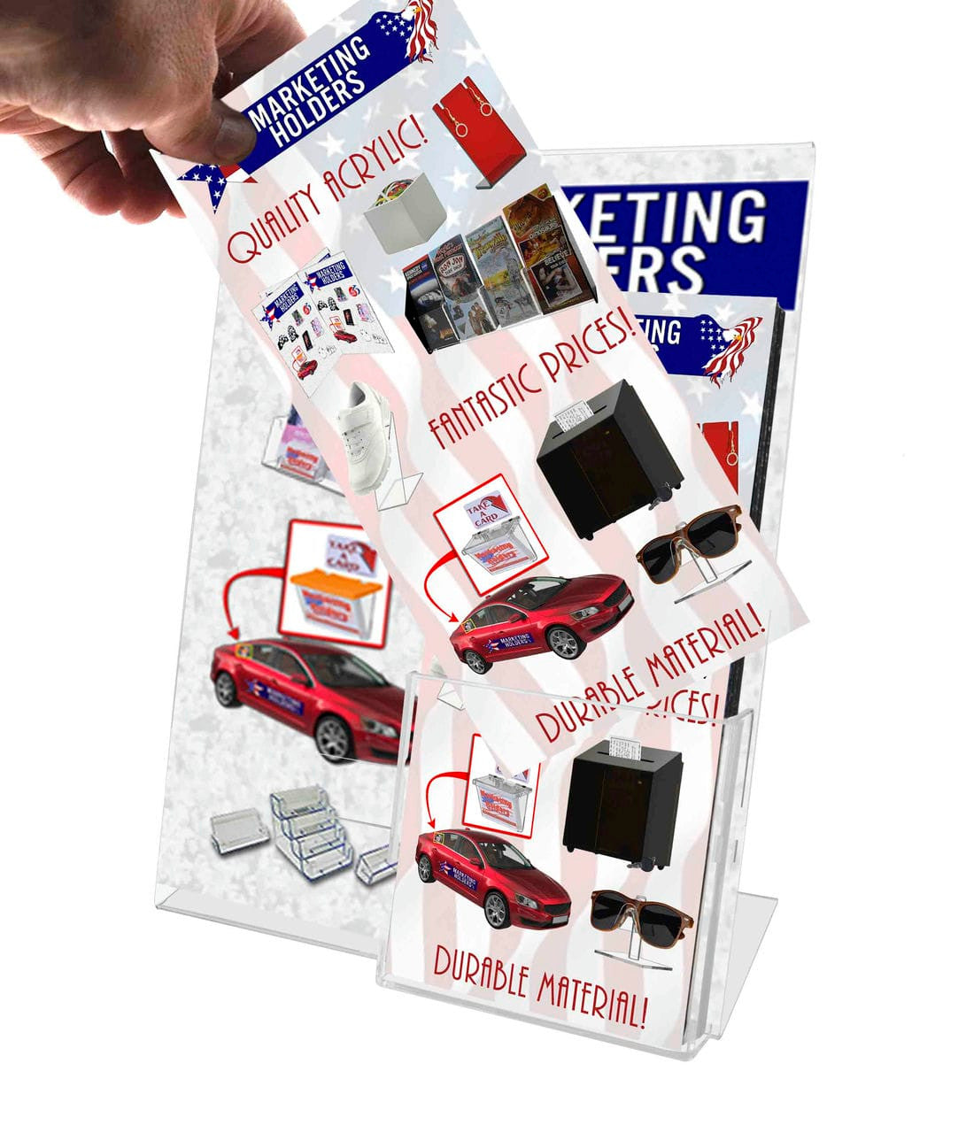 Angled Table Sign Holder with Rack Card Pocket