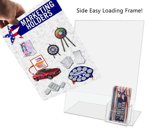 Countertop Business Office Sign Holder with Contact Card Pocket