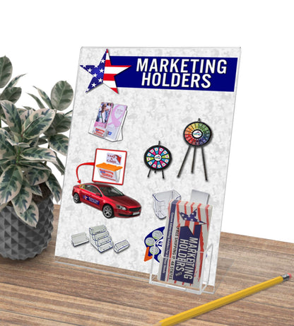 8.5"W x 11"H Slanted Sign Holder with Vertical Business Card Slot