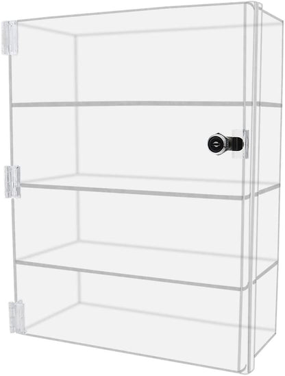 12"W x 8"D x 16"H Acrylic Locking Display Cabinet 3 Shelves