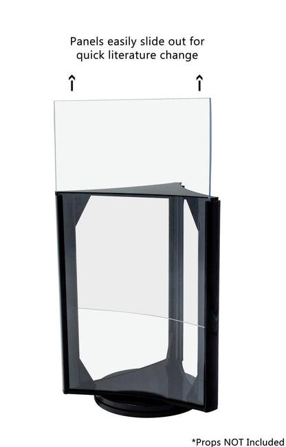 Five Inches Wide by Seven Inches High Literature Holder Rotating three Panel Display how to load your literature