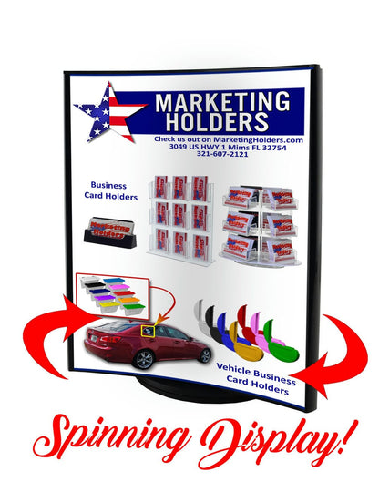 Five Inches Wide by Seven Inches High Literature Holder Rotating three Panel Display spinning display with arrows