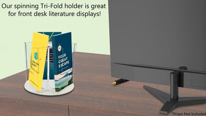 Rotating Holder for 4"W Brochures 3 Pocket Countertop Display