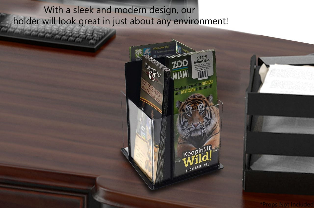 Rotating Trifold Holder for 4"W Brochures Multi Pocket Display
