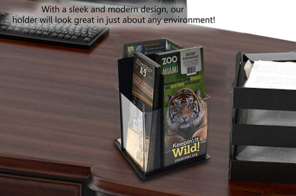Rotating Trifold Holder for 4"W Brochures Multi Pocket Display