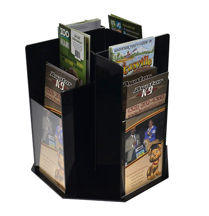 Rotating Trifold Holder for 4"W Brochures Multi Pocket Display