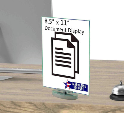 8.5"W x 11"H Rotating Sign Holder Green Edge with Swivel Base