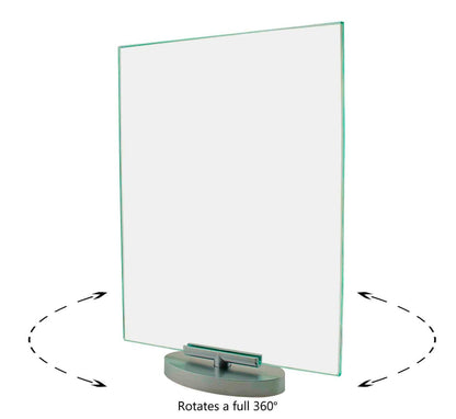 Eight by Eleven Rotating Sign Holder with Swivel Base Clear Acrylic Tabletop Countertop Display